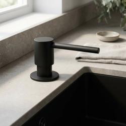 Pure.Sink Elite Steel Shine Built-in Soap Dispenser Matte Black, Refillable from Above PS9010-10